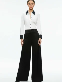 Alice and Olivia Willa Fitted Placket Top-Women Tops