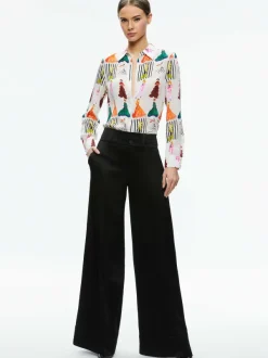 Alice and Olivia Willa Placket Top-Women Tops