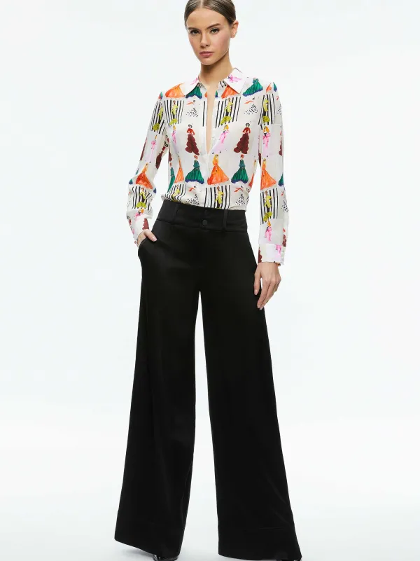 Alice and Olivia Willa Placket Top-Women Tops