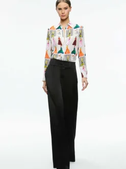 Alice and Olivia Willa Placket Top-Women Tops