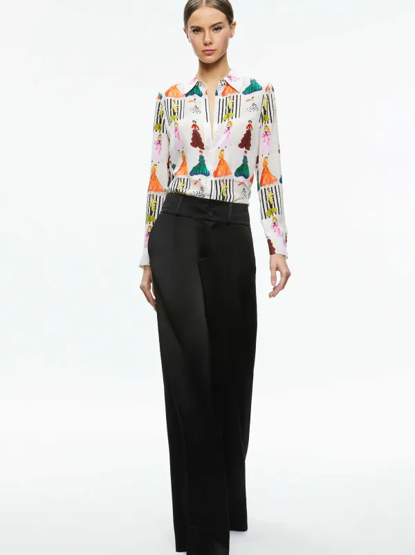 Alice and Olivia Willa Placket Top-Women Tops