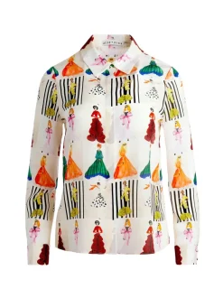 Alice and Olivia Willa Placket Top-Women Tops