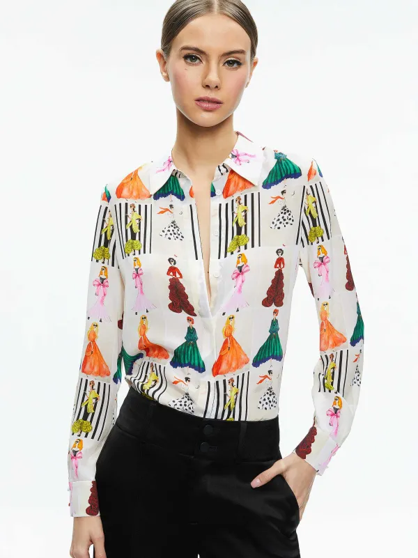 Alice and Olivia Willa Placket Top-Women Tops