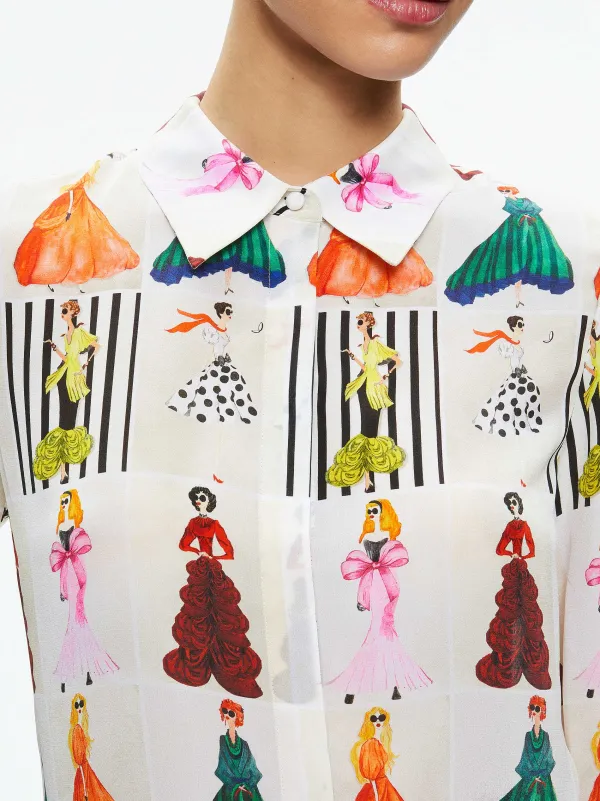 Alice and Olivia Willa Placket Top-Women Tops