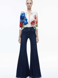 Alice and Olivia Willa Placket Top-Women Tops