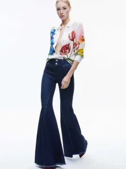 Alice and Olivia Willa Placket Top-Women Tops