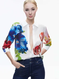 Alice and Olivia Willa Placket Top-Women Tops