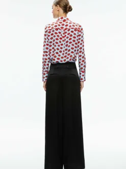 Alice and Olivia Willa Placket Top With Piping-Women Tops