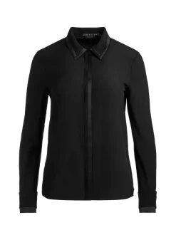 Alice and Olivia Willa Relaxed Placket Top With Piping Detail-Women Tops