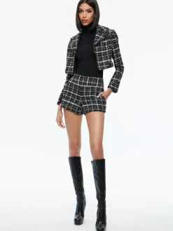 Alice and Olivia Yardley Cropped Fray Hem Jacket + Donald Tweed Short-Women Matching Sets