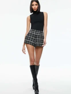 Alice and Olivia Yardley Cropped Fray Hem Jacket + Donald Tweed Short-Women Matching Sets