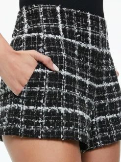 Alice and Olivia Yardley Cropped Fray Hem Jacket + Donald Tweed Short-Women Matching Sets