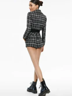 Alice and Olivia Yardley Cropped Fray Hem Jacket + Donald Tweed Short-Women Matching Sets