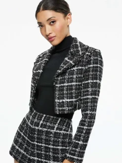 Alice and Olivia Yardley Cropped Fray Hem Jacket + Donald Tweed Short-Women Matching Sets