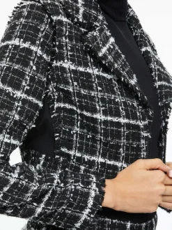 Alice and Olivia Yardley Cropped Fray Hem Jacket + Donald Tweed Short-Women Matching Sets