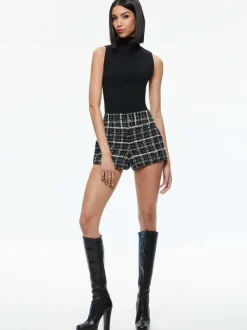 Alice and Olivia Yardley Cropped Fray Hem Jacket + Donald Tweed Short-Women Matching Sets