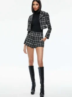 Alice and Olivia Yardley Cropped Fray Hem Jacket-Women Jackets + Coats