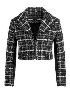 Alice and Olivia Yardley Cropped Fray Hem Jacket-Women Jackets + Coats