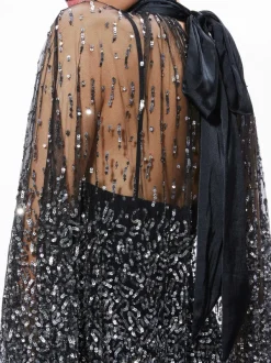 Alice and Olivia Zenon Sequin Cape Mini Dress-Women Dresses
